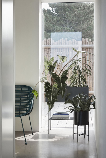 Hübsch Interior, Plant Box, rund, Metall, schwarz, 2er Se