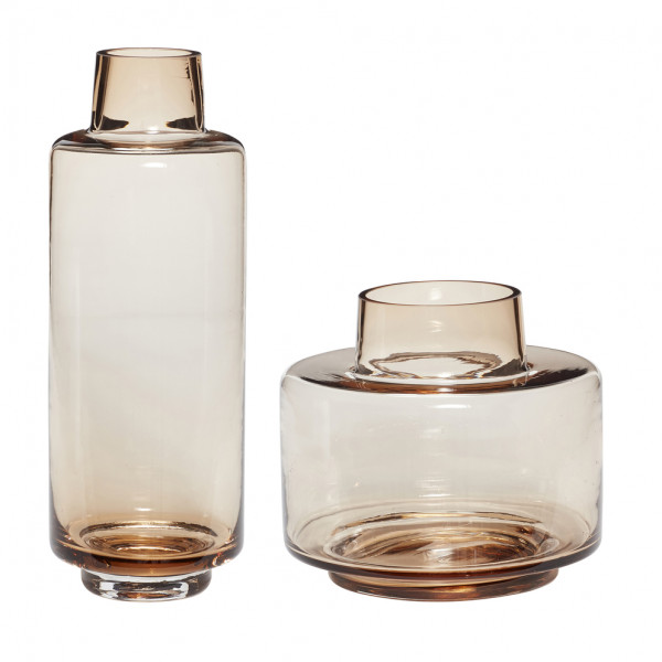 Hübsch Interior, Vase, Glas, braun, 2er Set