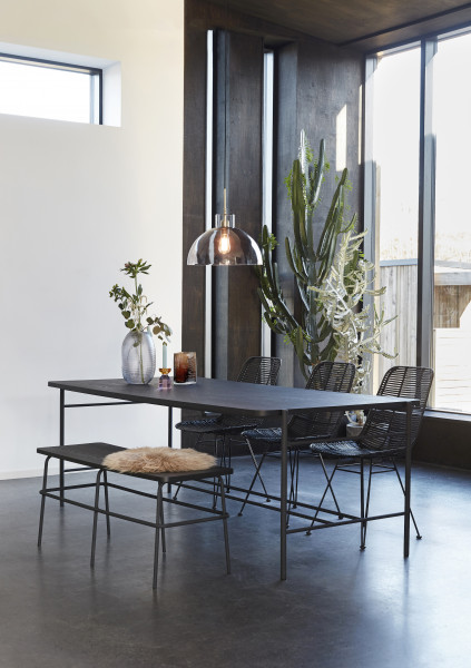 Hübsch Interior Sitzbank, Holz/Metall, schwarz