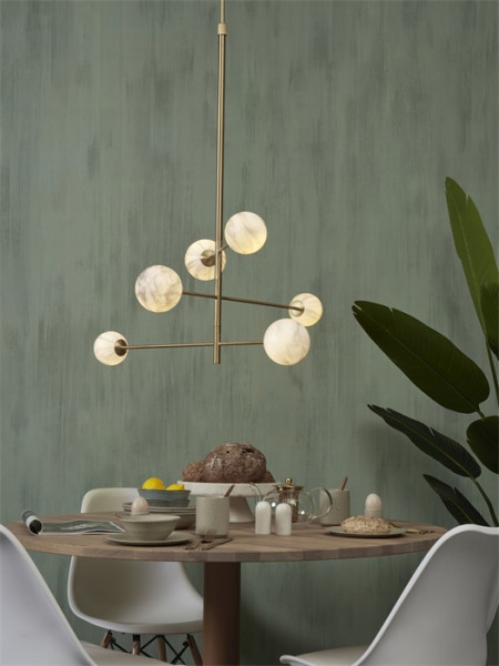 Hängeleuchte its about Romi Carrara 3-Arm/6-Globe white marble print/gold