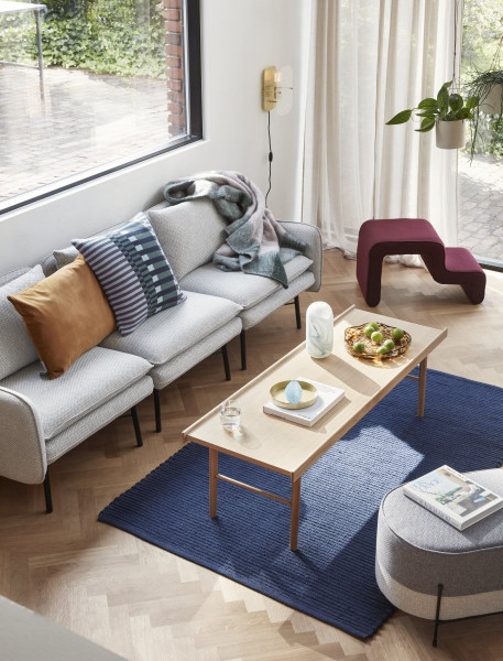 Hübsch Interior Tablett, rund, Glas, gelb/braun, 2er Set