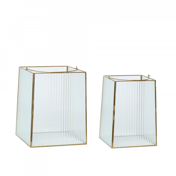Hübsch Interior Laterne, Glas/Metall, klar/messing, 2er Set