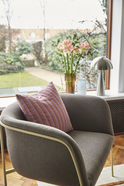 Loungestuhl Eyrie, Polyester/metall, braun/hellgelb