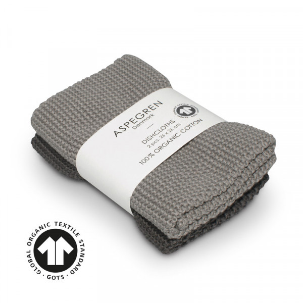 Aspegren Abwaschtuch, Strick Design, Solid Gray, 2er Set