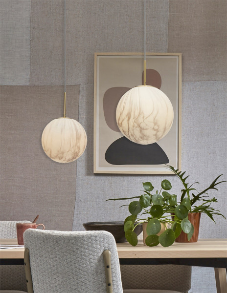 Hanging lamp its about Romi Carrara globe white marble print/gold L