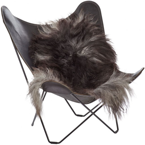 Natures Collection Island Lammfell, langhaarig, naturgrau