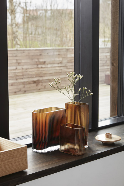 Hübsch Interior, Vase, Glas, bernstein, 3er Set