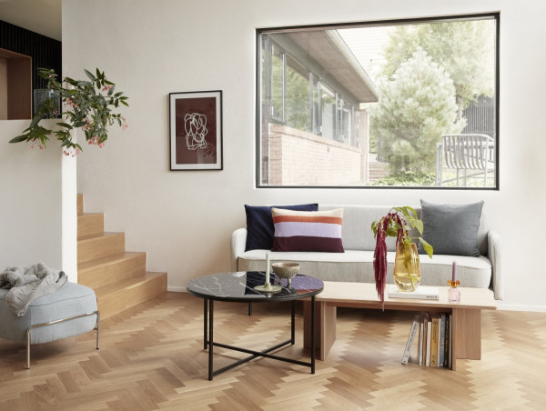 Hübsch Interior Tisch, Metall/Glas/Marmor, schwarz