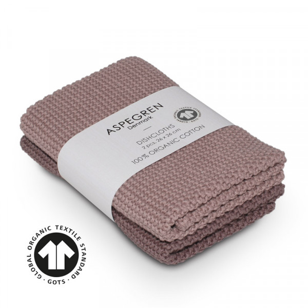 Aspegren Denmark Abwaschtuch, Strick Design, Mauve, 2er Set