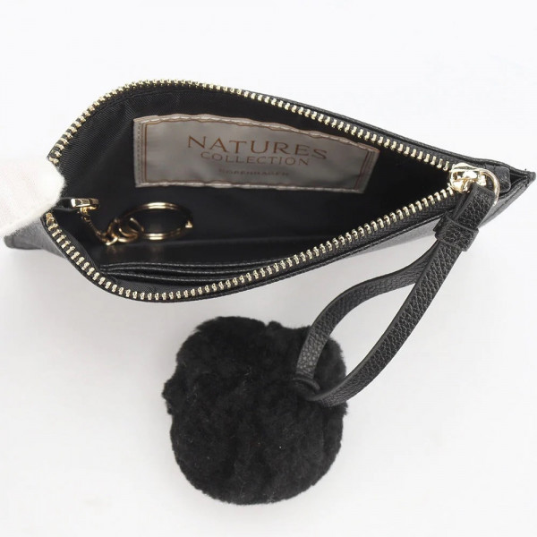 Natures Collection Tanya Portemonnaie Lamfellleder Schwarz