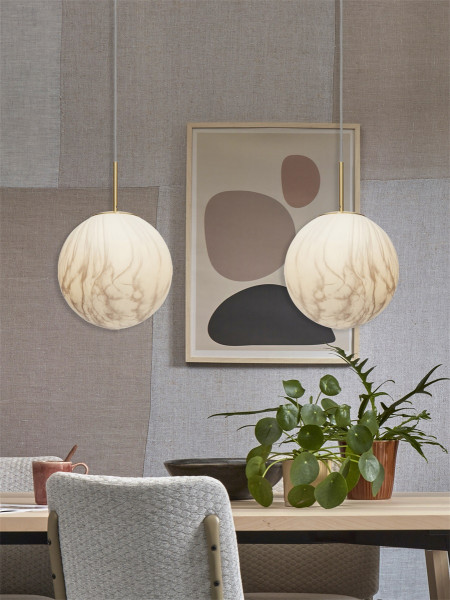 Hanging lamp its about Romi Carrara globe white marble print/gold L