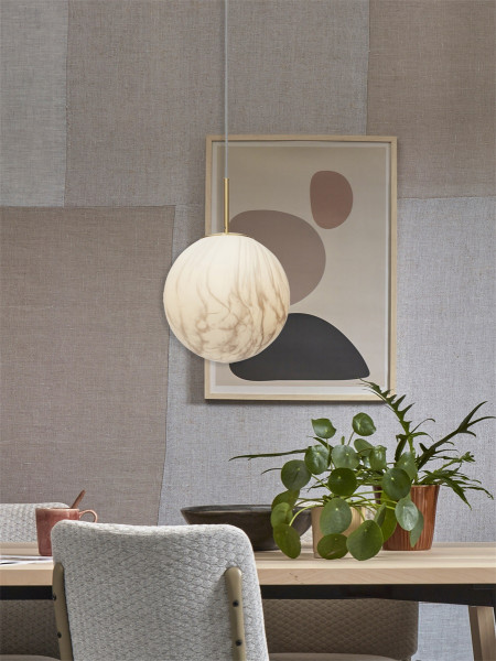 Hanging lamp its about Romi Carrara globe white marble print/gold L