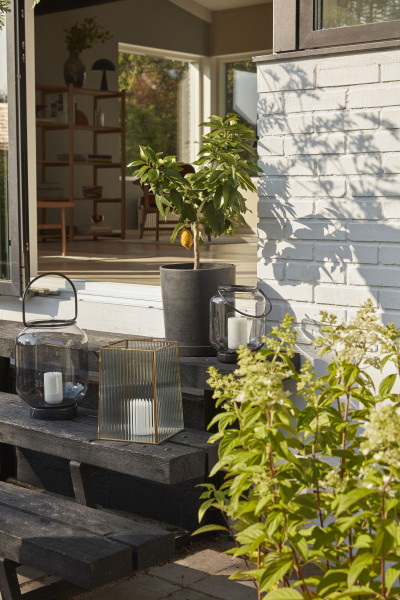 Hübsch Interior Laterne, Glas/Metall, klar/schwarz, 2er Set