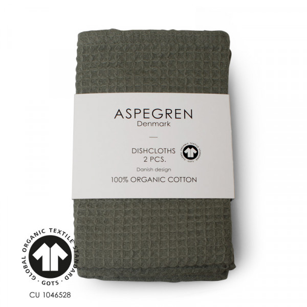 Aspegren Spültuch North, Waffel Design, Olive, 2er Set