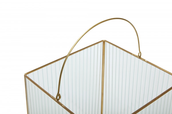 Hübsch Interior Laterne, Glas/Metall, klar/messing, 2er Set