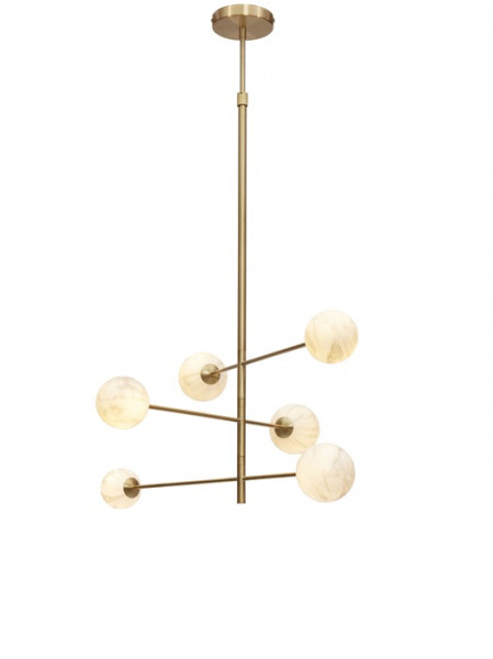 Hängeleuchte its about Romi Carrara 3-Arm/6-Globe white marble print/gold