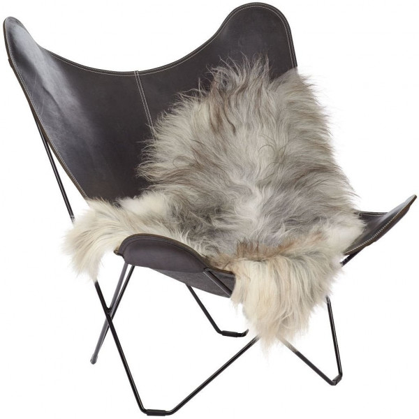 Natures Collection Island Lammfell, langhaarig, naturgrau