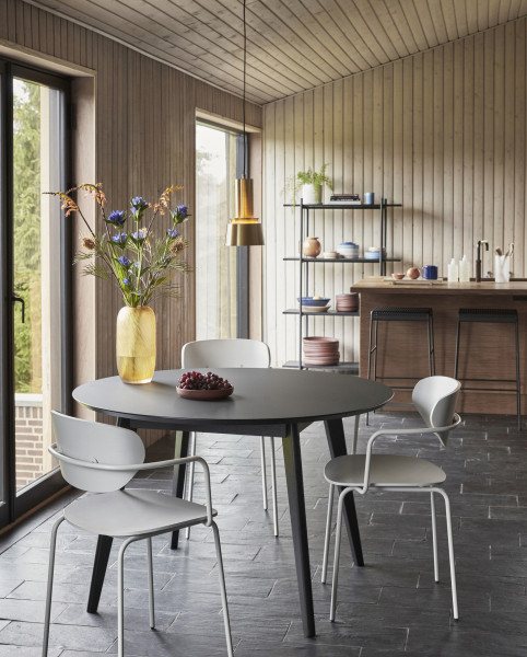 Hübsch Interior Esstisch, rund, Eiche/Nano-Laminat, schwarz