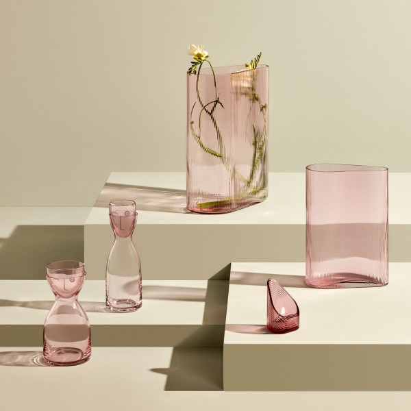 Nude Glass Mr. & Mrs. Night Water Set Tall Dusty Rose