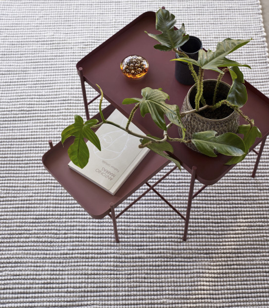 Hübsch Interior Gewebter Teppich aus Baumwolle grau/weiß