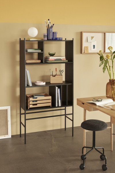 Hübsch Interior Polsterhocker mit Rollen, Metall, schwarz